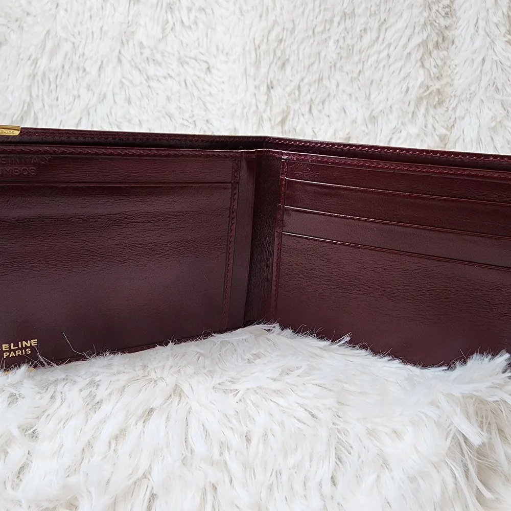 CELINE Burgundy/Red Leather Wallet with Gold Accents - Picture 7 of 15